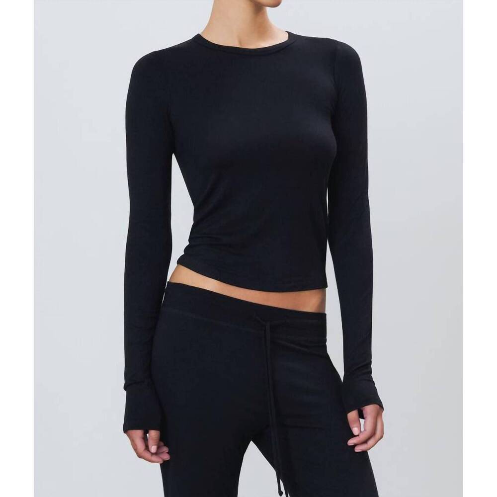 Eterne Black Long Sleeve Slim Tee